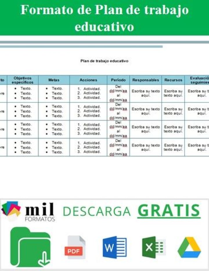 Ejemplo de Plan de Trabajo Educativo PDF Listo para Descargar
