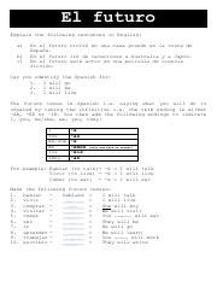 El Futuro Worksheet PDF: Plan Tu Mañana con Ejercicios Prácticos