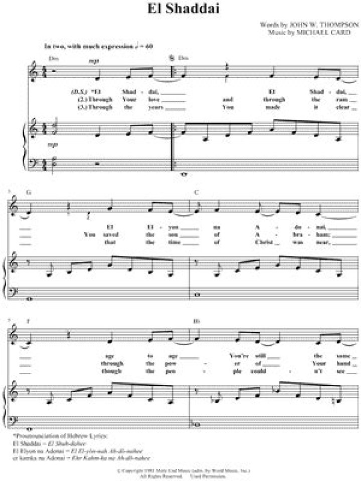 El Shaddai Sheet Music PDF – Free Download for Worship & Prayer