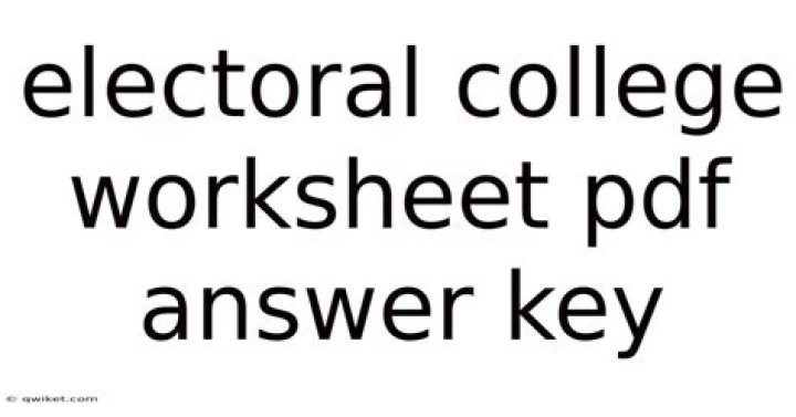 Free Electoral College Worksheet PDF for Student Use