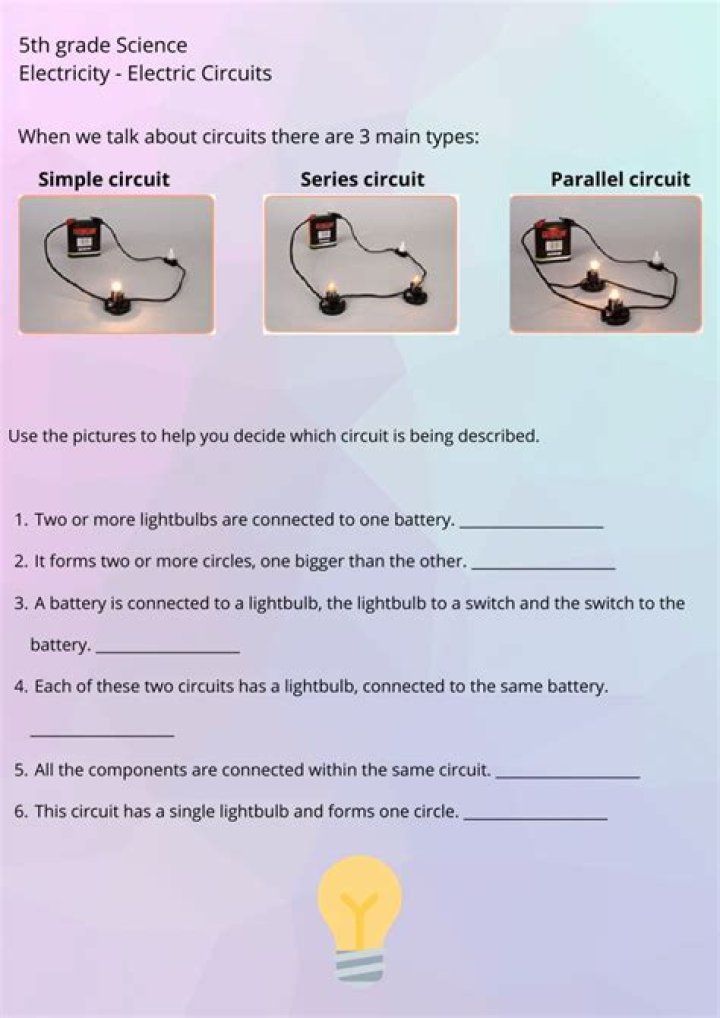 Electric Circuits Worksheets with Answers PDF Grade 9