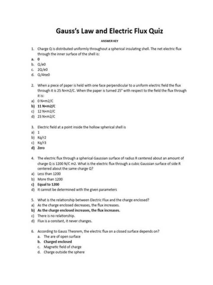 Electric Flux Questions & Answers PDF – Expert Study Guide