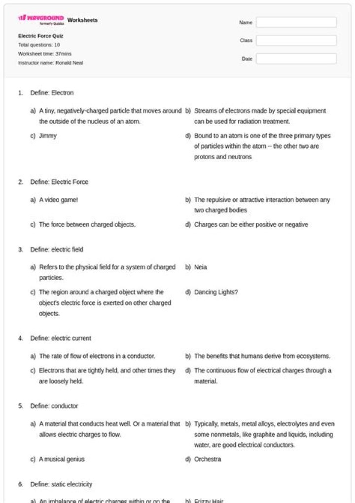 Electric Force Questions & Answers PDF: Expert Guide