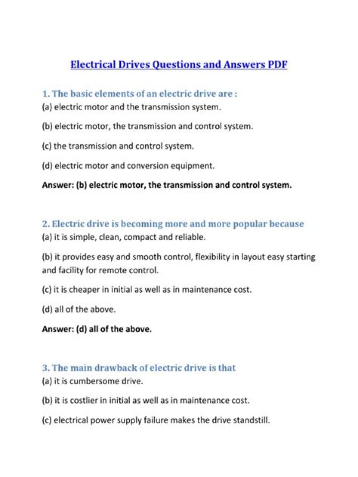 Electrical Drives: Expert Questions & Answers PDF