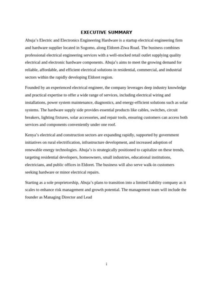 Electrical Engineering Business Plan PDF – Professional & Comprehensive Template