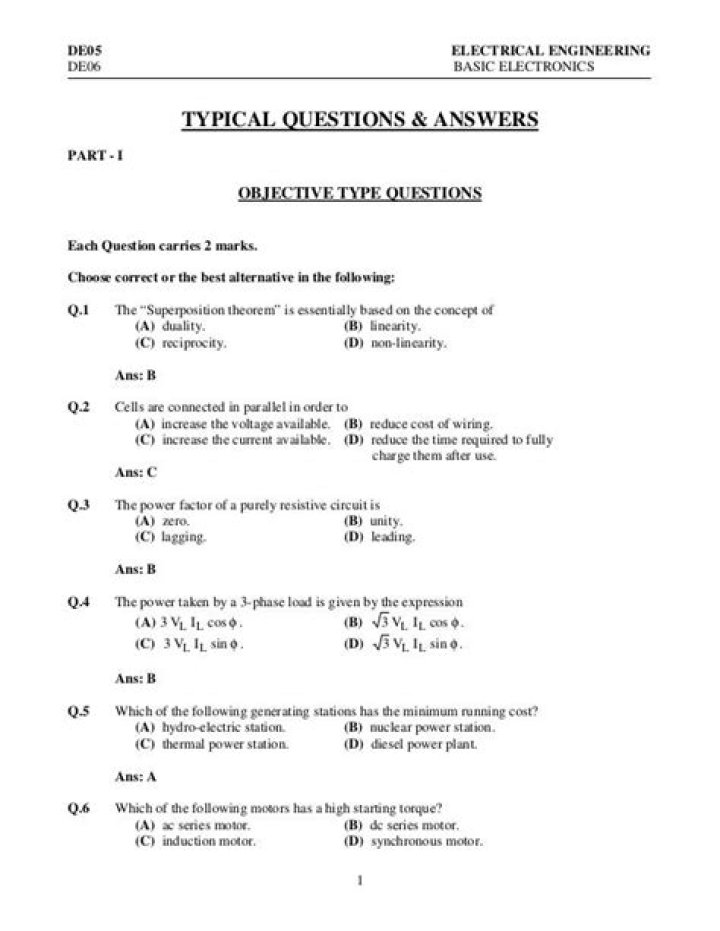 Electrical Engineering Exam Questions & Answers PDF – Perfect Study Resource