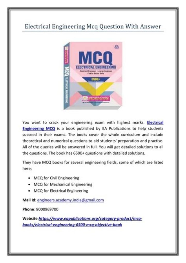 Electrical Engineering MCQ Questions & Answers PDF: Master Exams