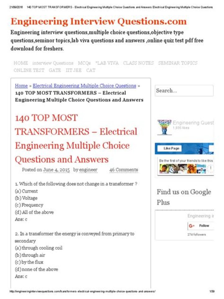 Electrical Engineering Multiple Choice Questions PDF: Practice Test