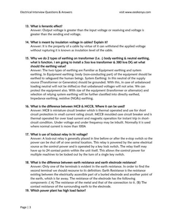 Electrical Interview Questions and Answers PDF for Job Success