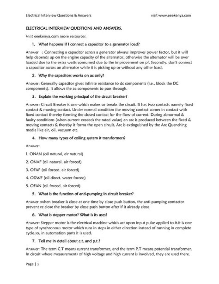 Free Electrical Interview Questions & Answers PDF – Download Now