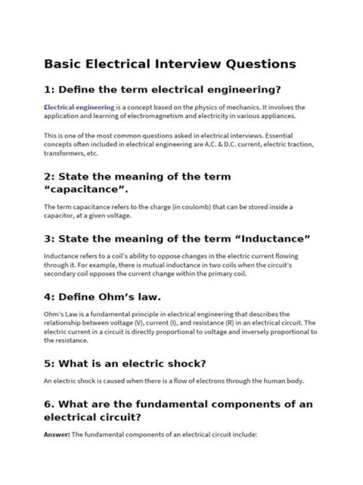 Top Electrical Interview Questions PDF for Job Success