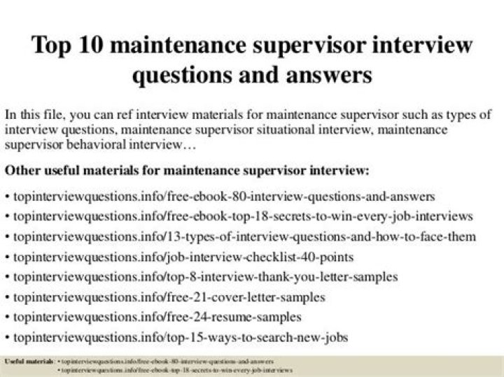 Electrical Maintenance Supervisor Interview Questions & Answers PDF