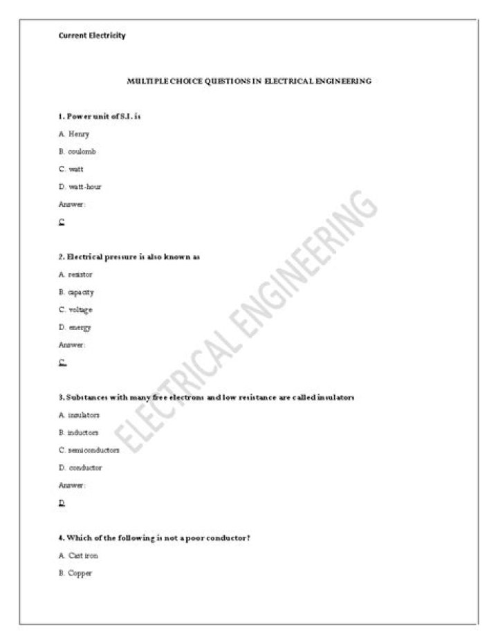 Electrical MCQ Questions & Answers PDF: Master Electrical Concepts
