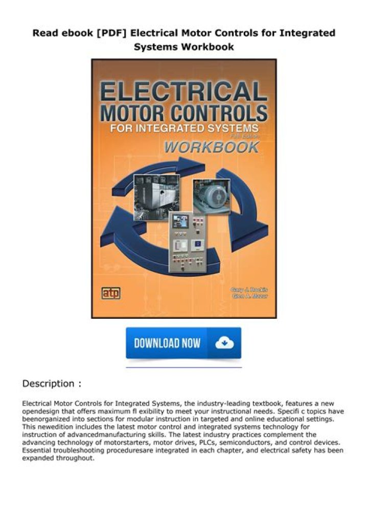 Electrical Motor Controls for Integrated Systems: Workbook Answer Key PDF