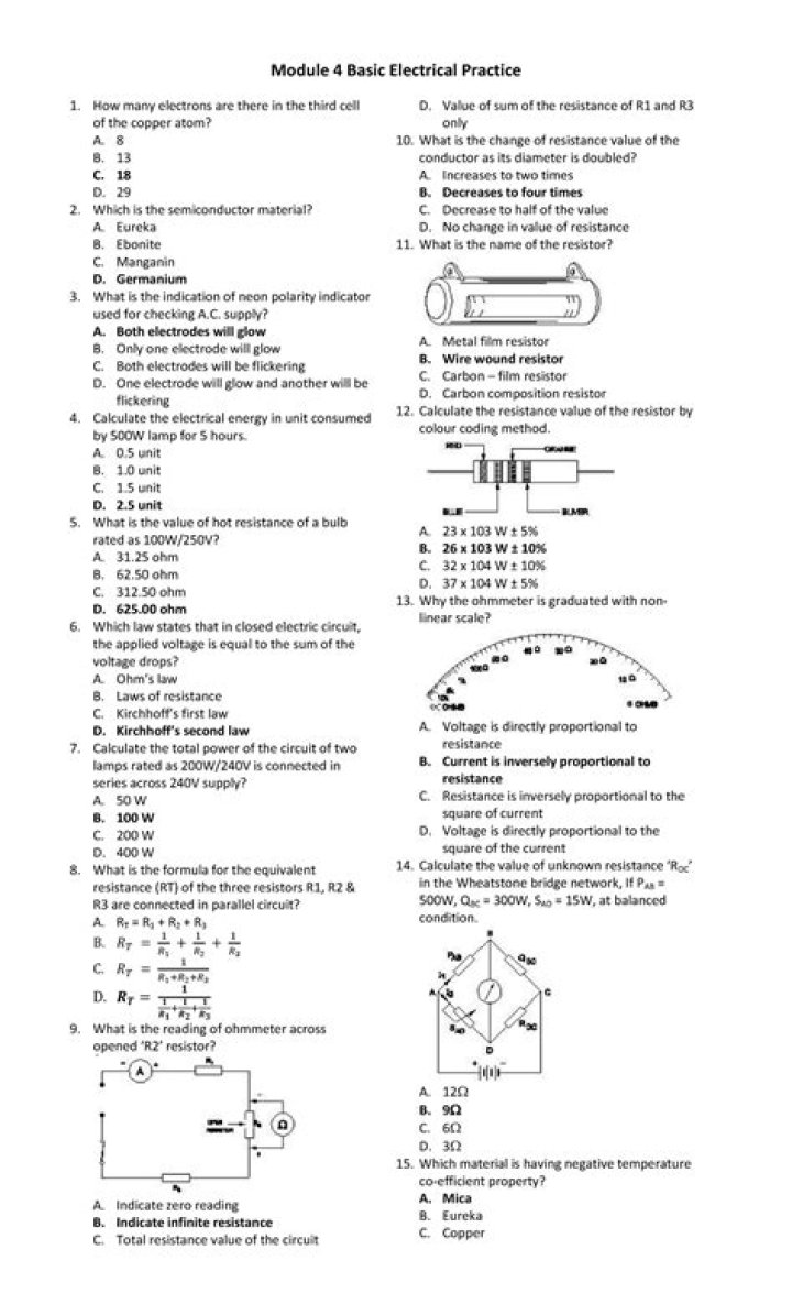 Electrical Principles Questions & Answers PDF: Master Key Concepts