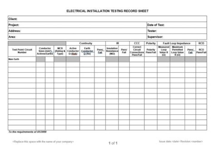 Electrical Test Sheet PDF – Complete Testing Guide & Compliance Document