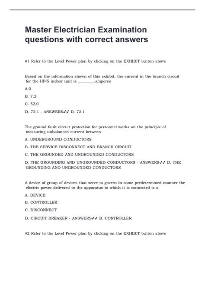 Free PDF Electrician Exam Questions and Answers for Free Download