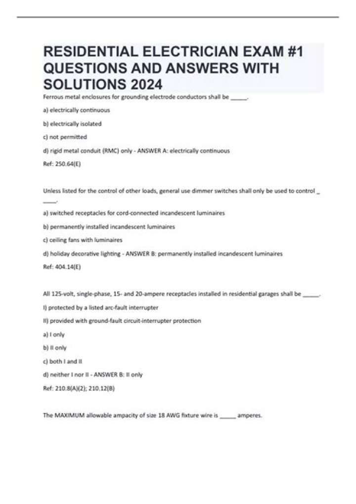 Electrician Exam Questions and Answers PDF – Download Now