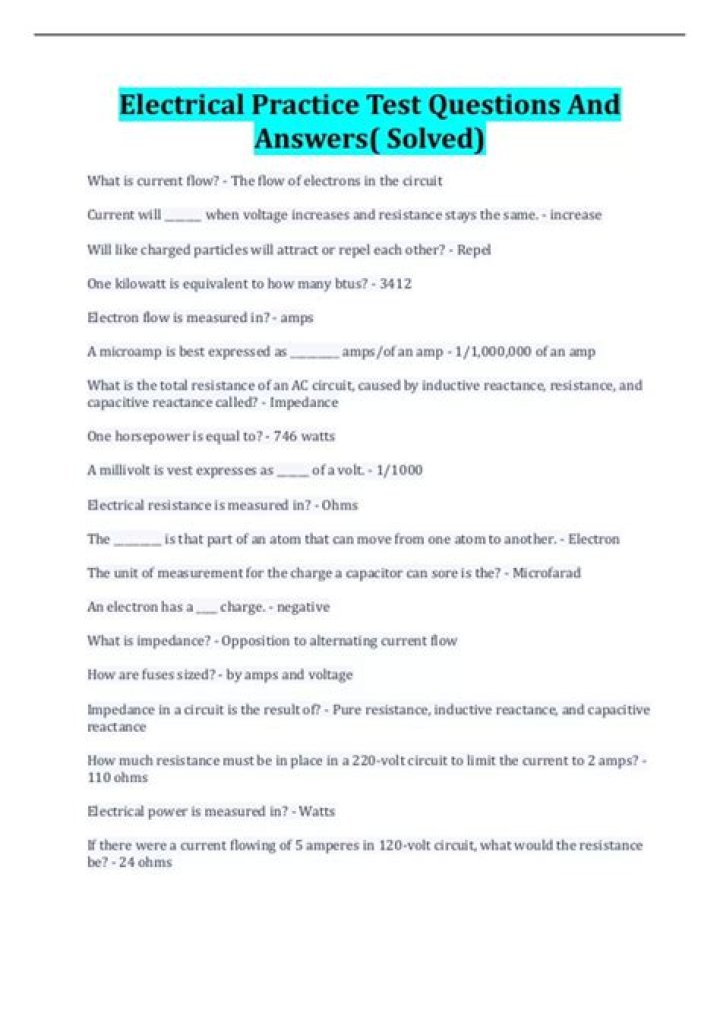 Electrician Trade Test Questions & Answers PDF – Master Your Exam