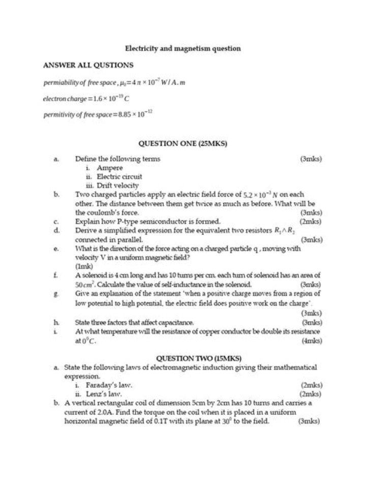Electricity and Magnetism Questions PDF – Expert Study Guide