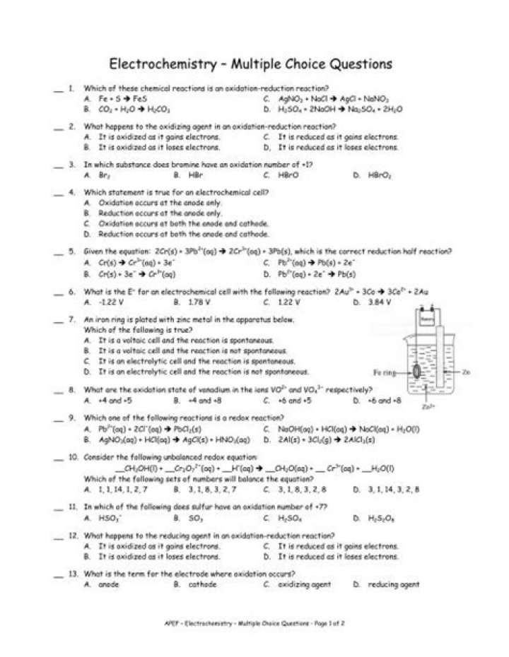 Electrochemistry Questions and Answers PDF Download – Instant Study Help