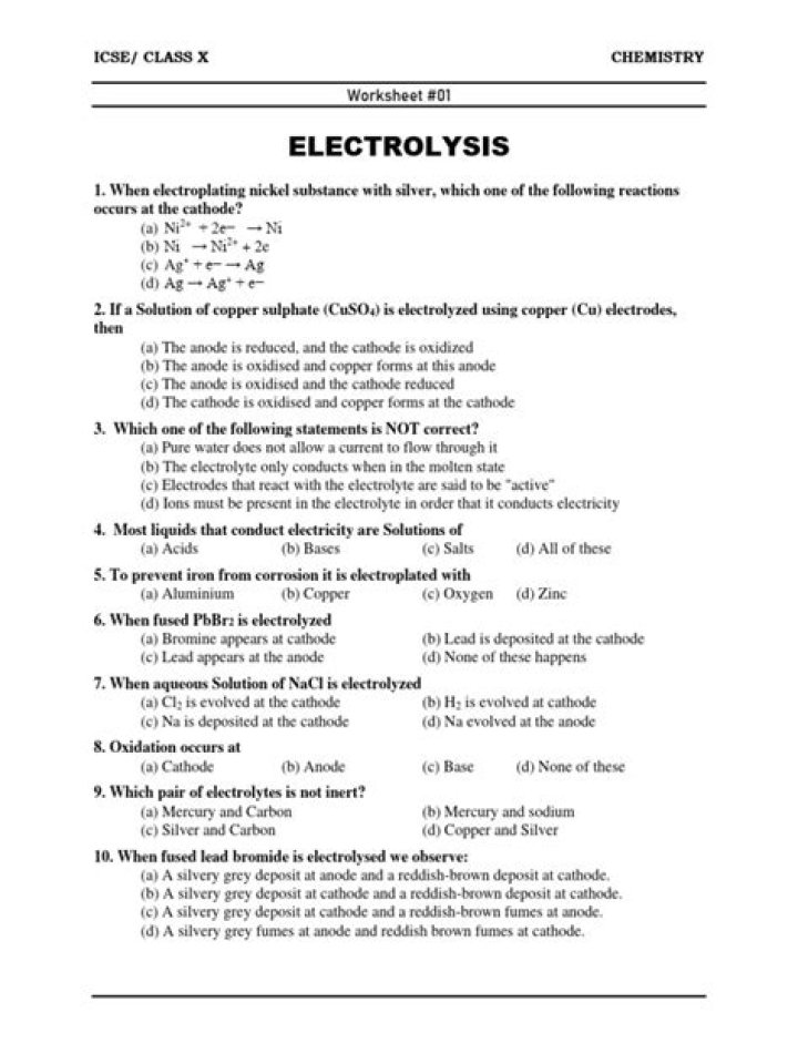 Electrolysis Questions and Answers PDF: Expert Answers to Your Top Queries