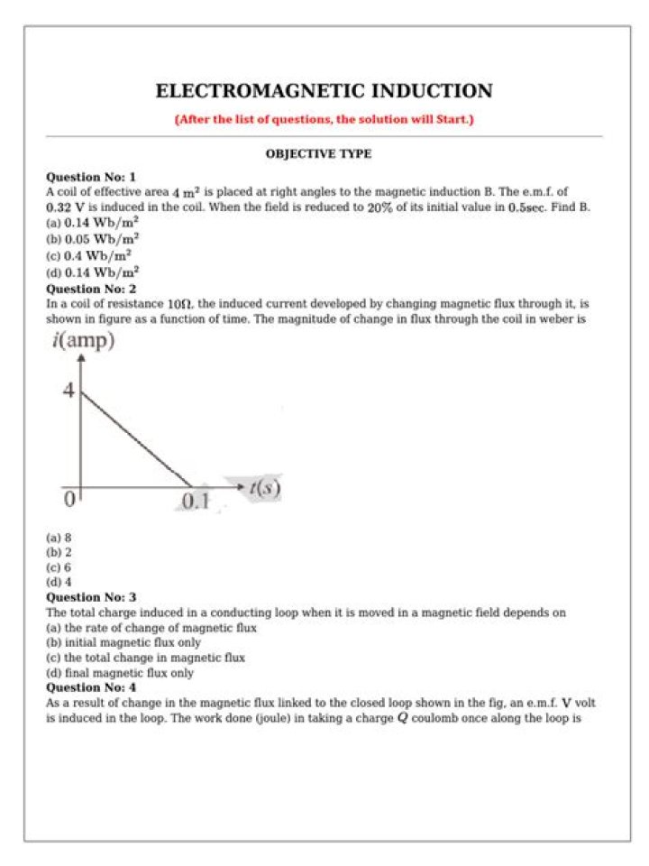 Electromagnetic Induction Questions & Answers PDF: Expert Study Guide