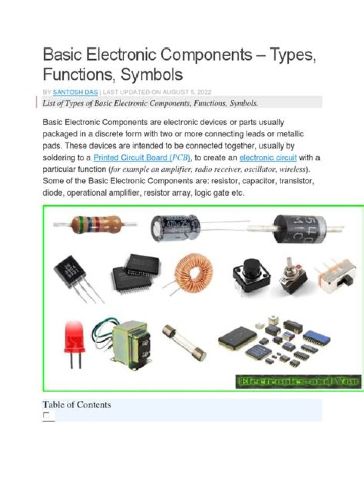 Complete Electronic Components List with Images & PDF Download