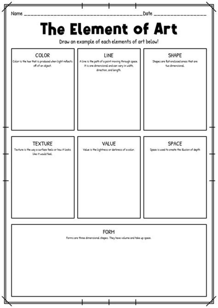 Printable Elements of Art Worksheet PDF for Students