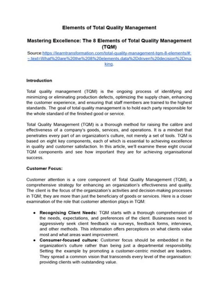 Elements of Total Quality Management PDF: Essential Tools for Success