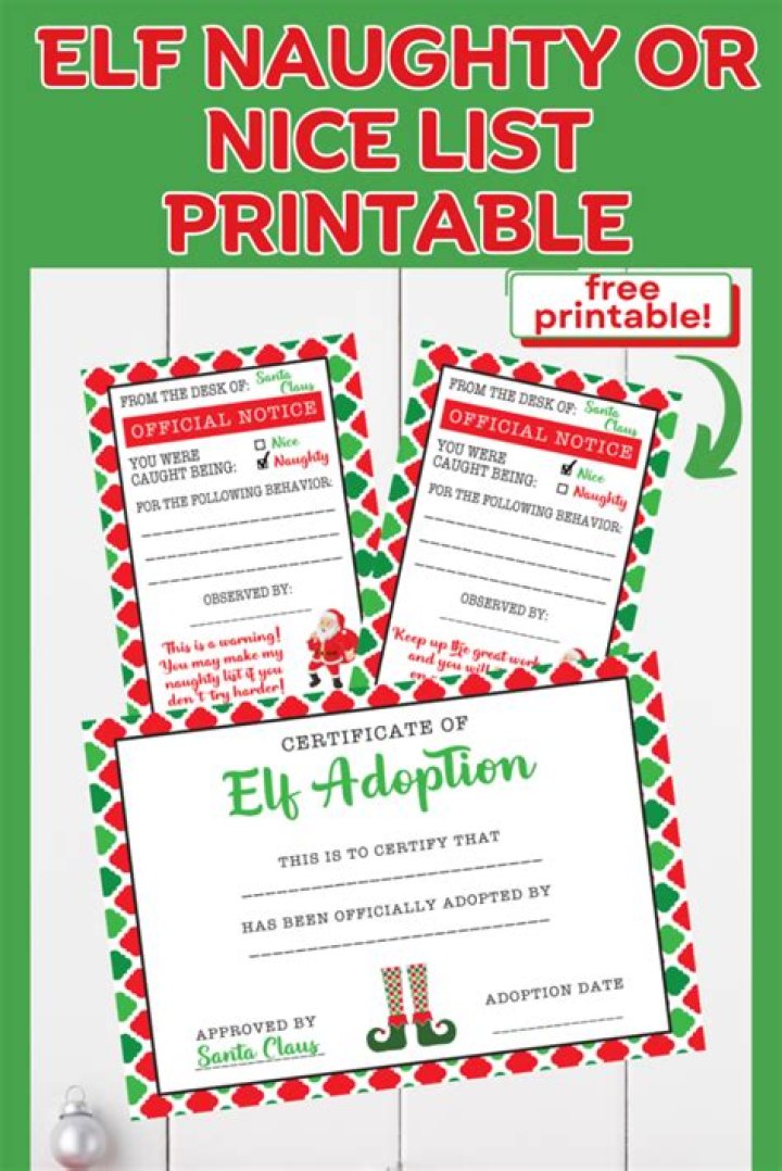 Free Printable Naughty or Nice Elf List – Instant PDF
