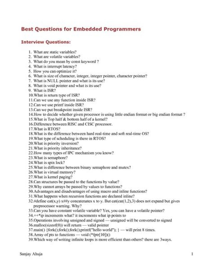 Top Embedded Systems Interview Questions & Answers PDF Guide