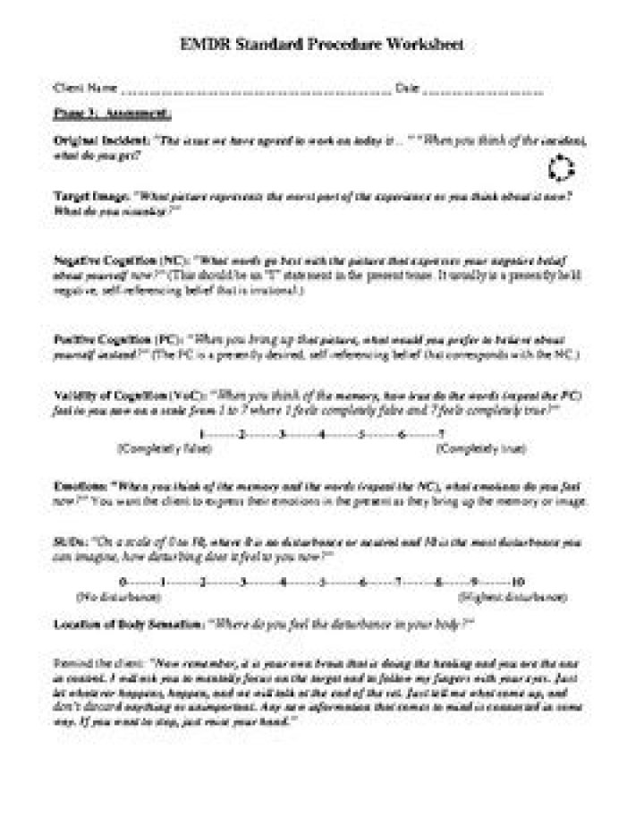 EMDR Phase 3 Worksheet PDF: Complete Clinical Tool for Healing