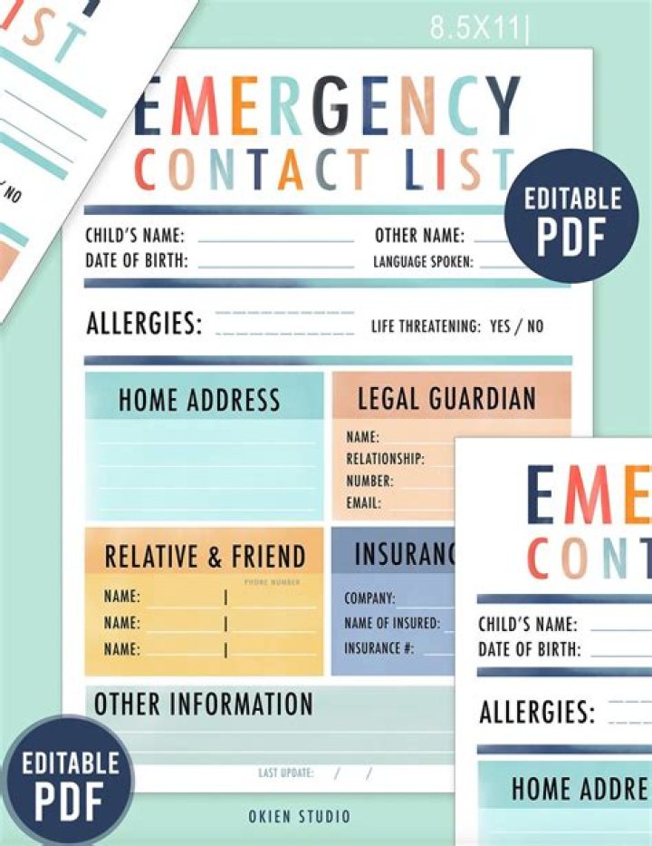 Download Emergency Contact List PDF for Emergencies