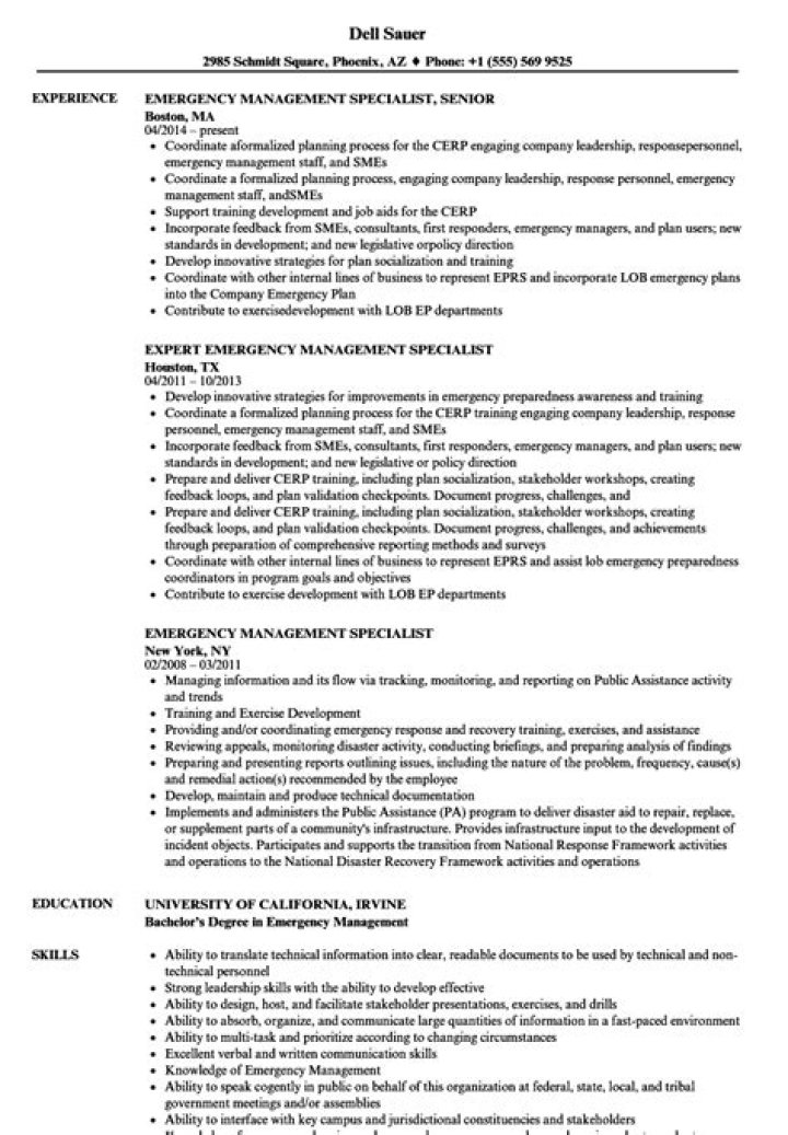 Emergency Management Resume PDF: Standout Job Document for Crisis Response Roles