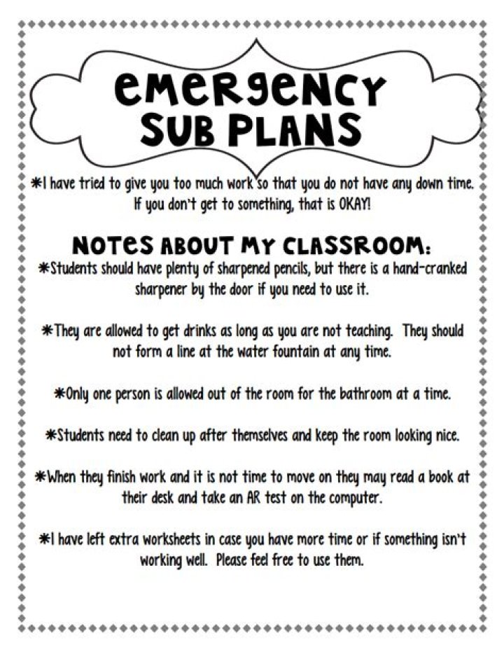 Emergency Sub Plans PDF Free Download