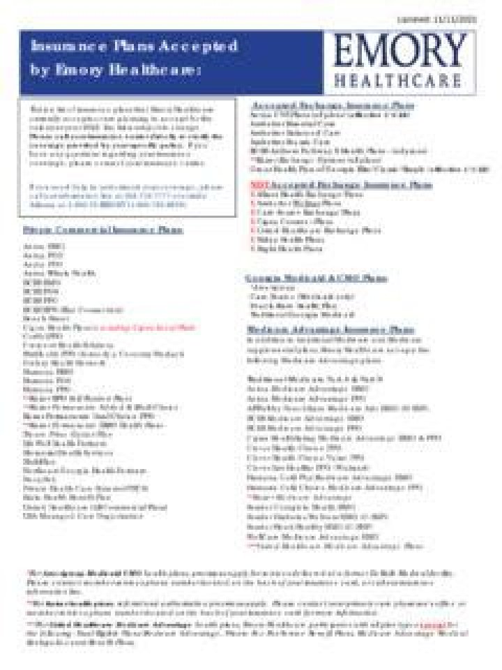 Emory Healthcare Insurance Plans Accepted in 2025: Complete PDF Guide