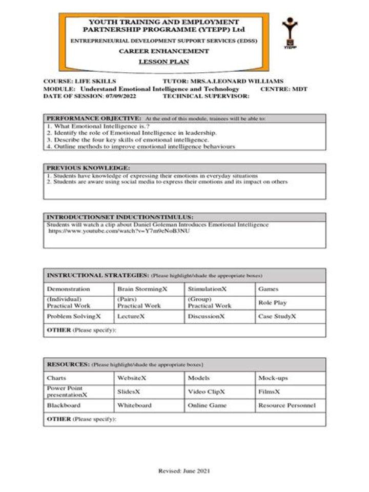 Emotional Intelligence Lesson Plan PDF: Teach Self-Awareness & Empathy in Class