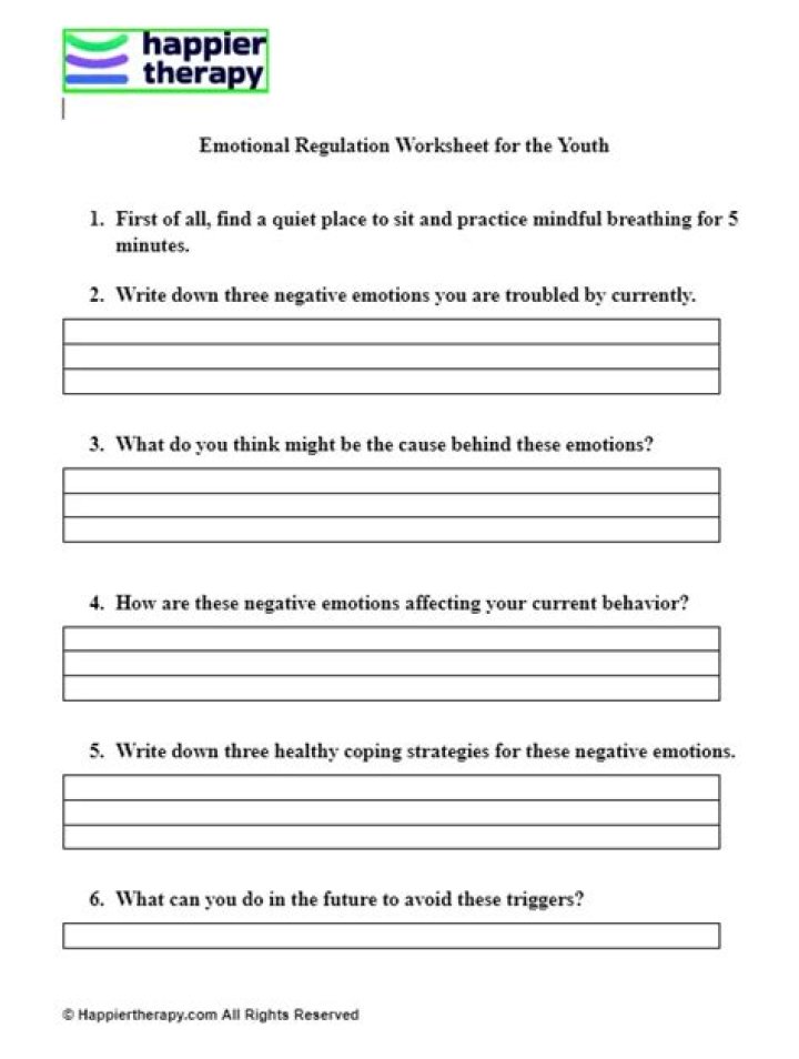 Free Emotional Regulation Worksheets for Youth PDF – Instant Download