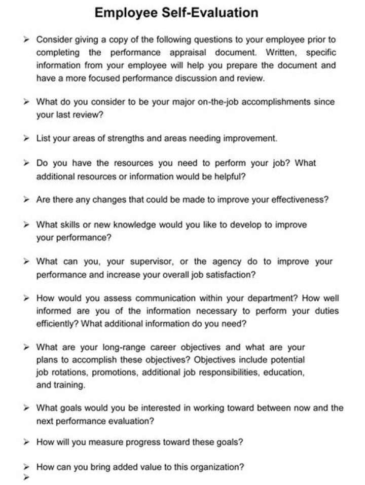 Employee Performance Review Self-Appraisal Answers Examples PDF