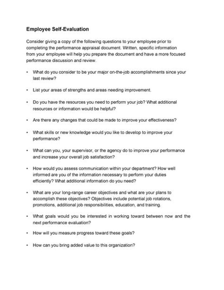 Employee Self Evaluation Sample Answers PDF – Free Download