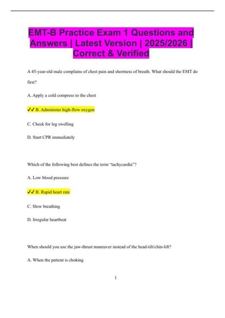 EMT B Practice Test PDF – Free Download & Pass Exam