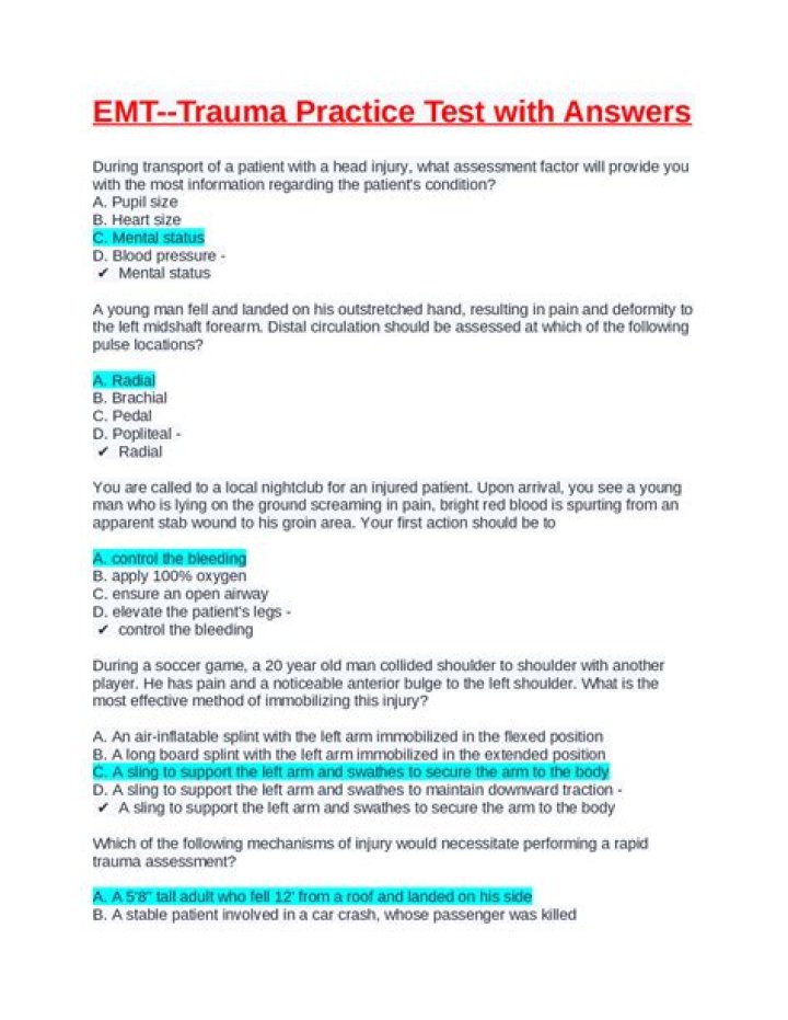 EMT Basic Practice Test PDF: Free Download & High-Yield Prep