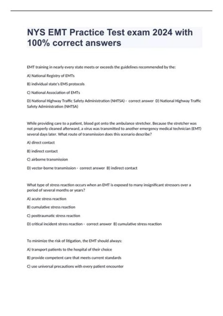 EMT Practice Test with Answers PDF – Download Now