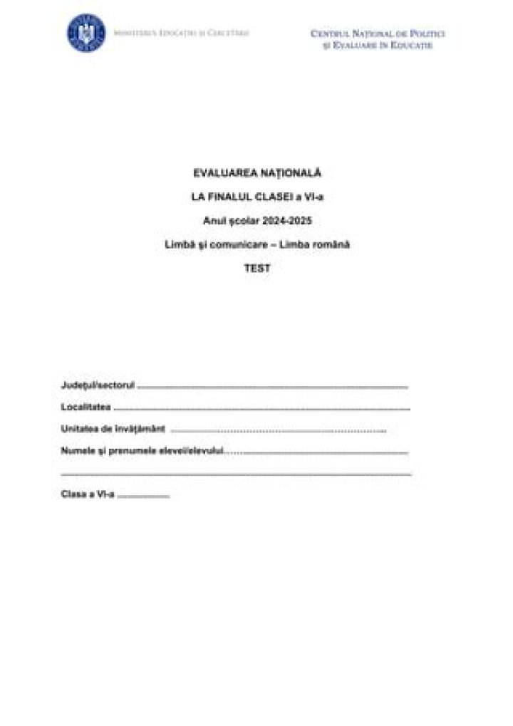 Test PDF 2025: Avanzate Limba Comunicare Română – Versione Ufficială