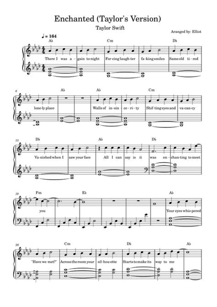 Enchanted Taylor Swift Sheet Music PDF – Download Now