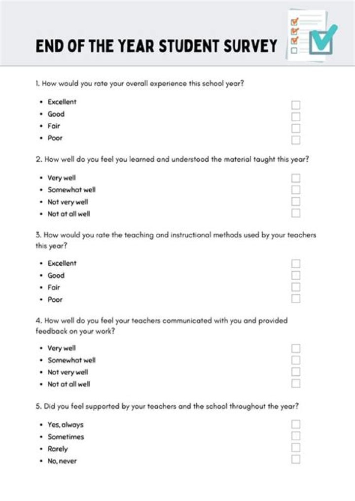 End of the Year Student Survey Questions PDF – Free Download