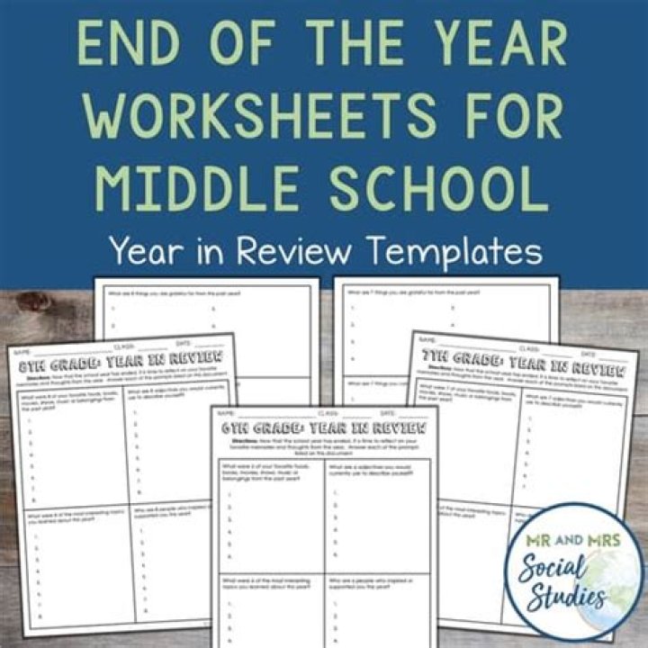 End of the Year Math & ELA Worksheets for Middle School (PDF Download)