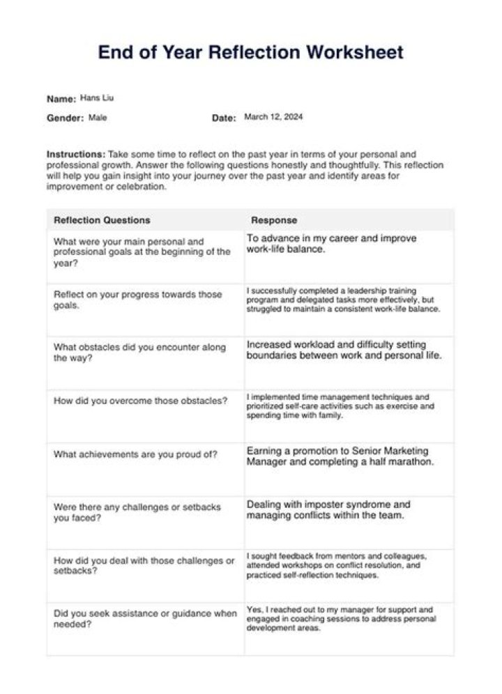 End of Year Reflection Worksheet PDF: Guided Journal for Meaningful Reflection