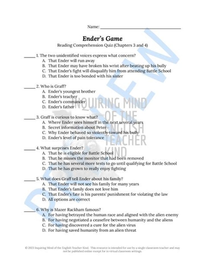 Ender's Game Lesson Plans PDF – Ready-to-Use Classroom Resources